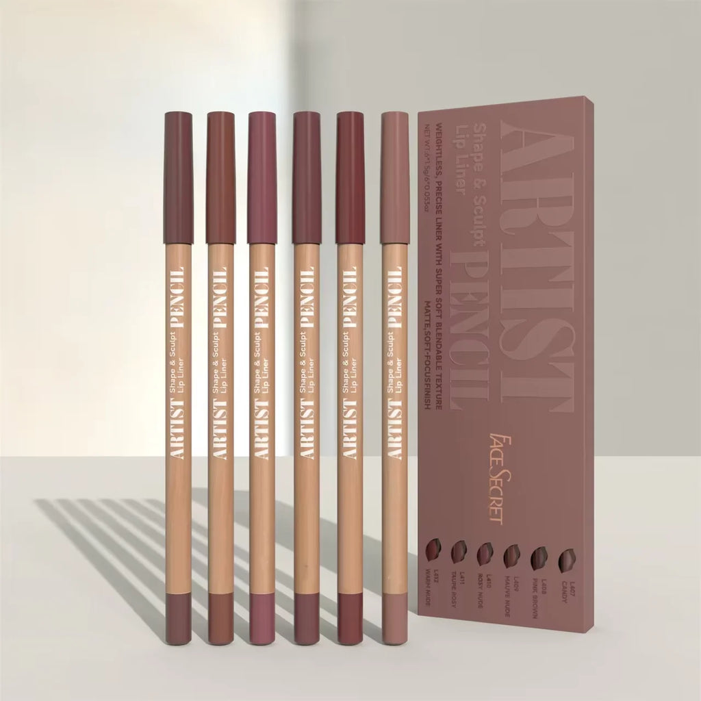 Face Secret Artist Shape Sculpt Lip Liner Pencil Set, Texture Matte Soft