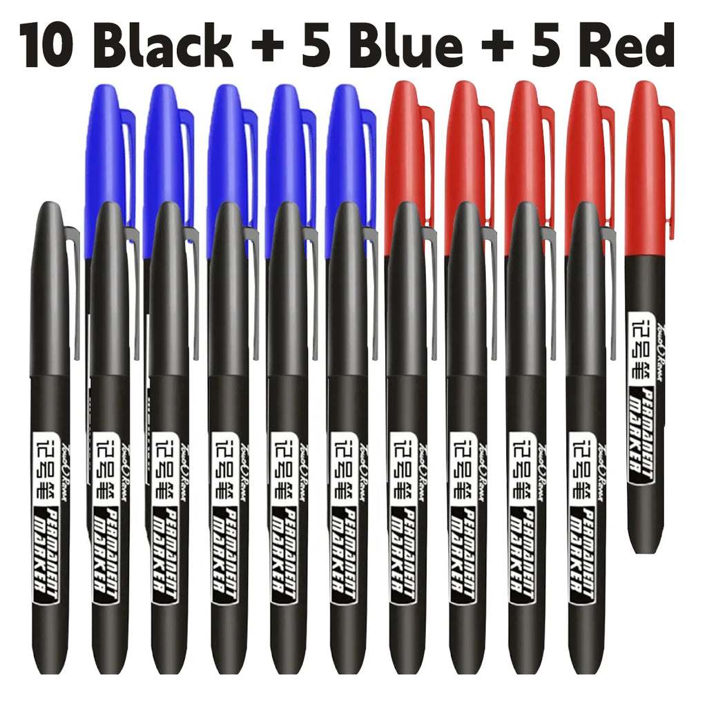 6 PCS Permanent Marker Pen Manga Drawing Markers Black Blue Red, Art School Supplies