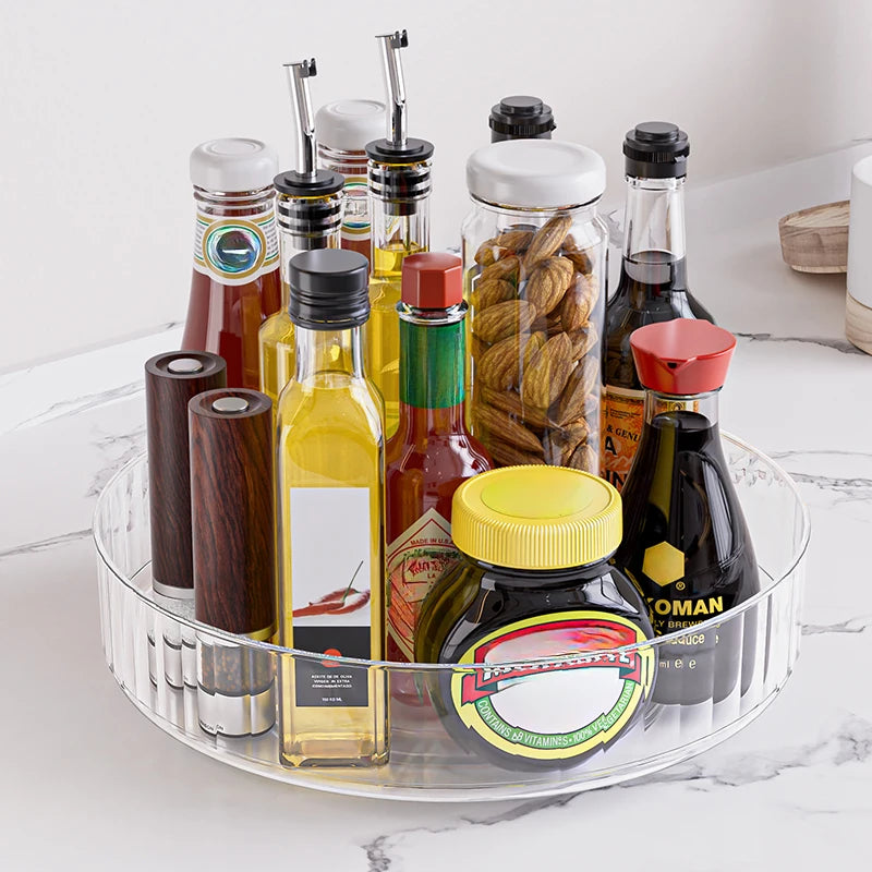 360° Rotating Tray Lazy Susan Fridge Organizer Turntable Storage Tray Clear Food Storage Organizer Spice r