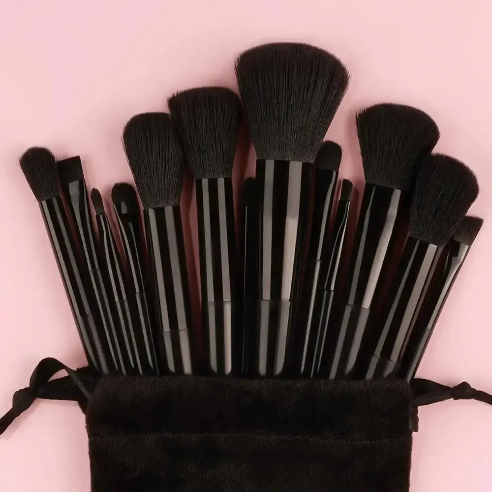 13pcs Premium Synthetic Nylon Bristle Makeup Brush Set - Soft