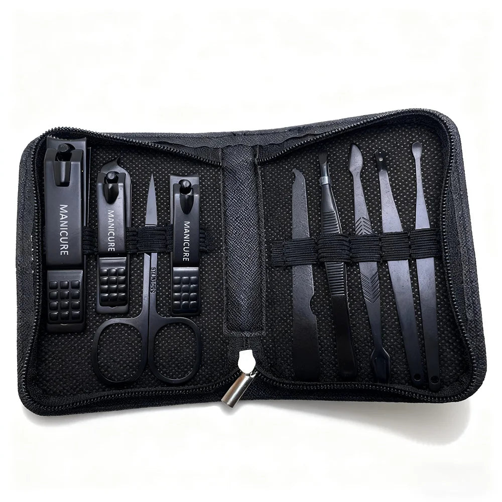 6-9 Pcs Manicure Set With Leather Case Professional Foot And Face Care