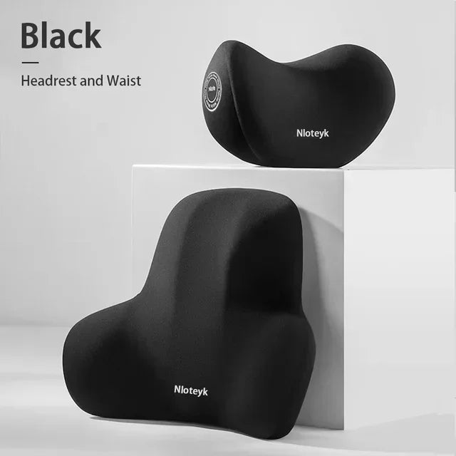 Memory Foam Headrest Lumbar Support Set Ergonomic Neck Pillow Back