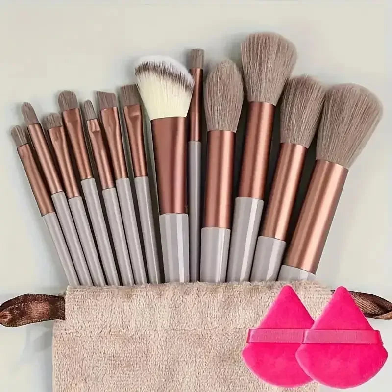13pcs Premium Synthetic Nylon Bristle Makeup Brush Set - Soft
