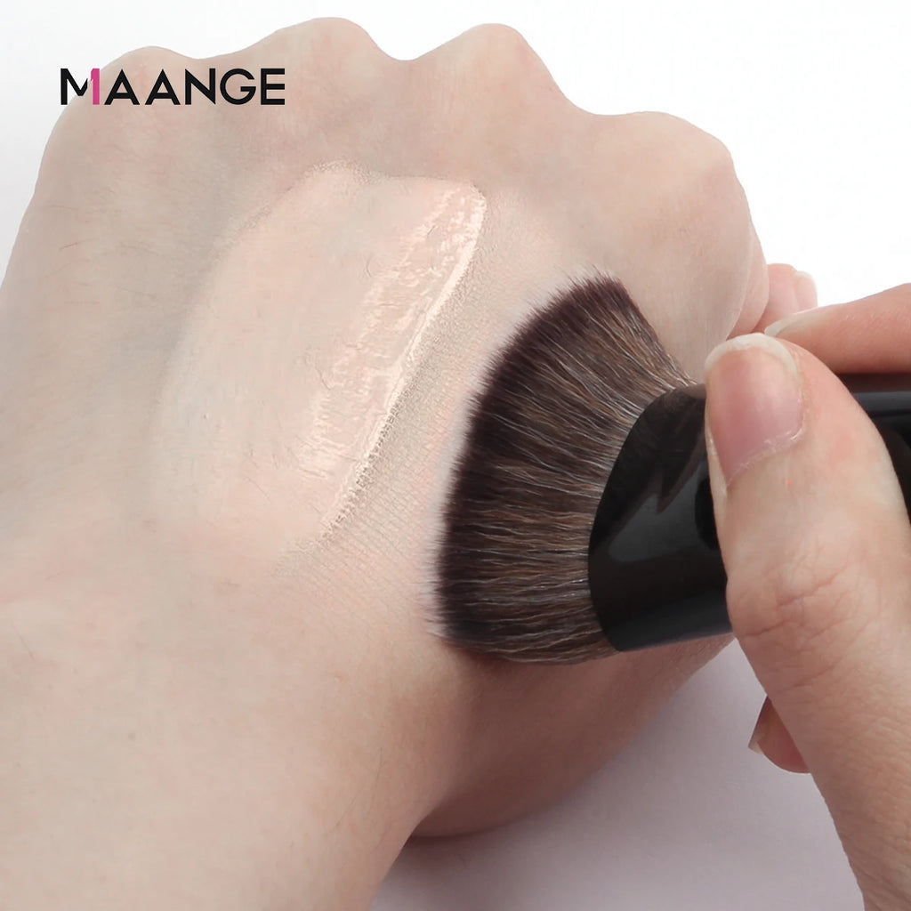 MAANGE Single Flat Round Tube Flat Head Foundation Brush With Box Powder Blush Makeup Brush Skin-friendly Makeup Tool
