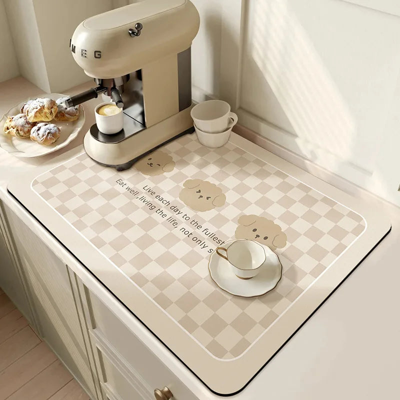 Super Absorbent Large Kitchen Absorbent Mat Antiskid Draining Coffee Dish Drying Mat