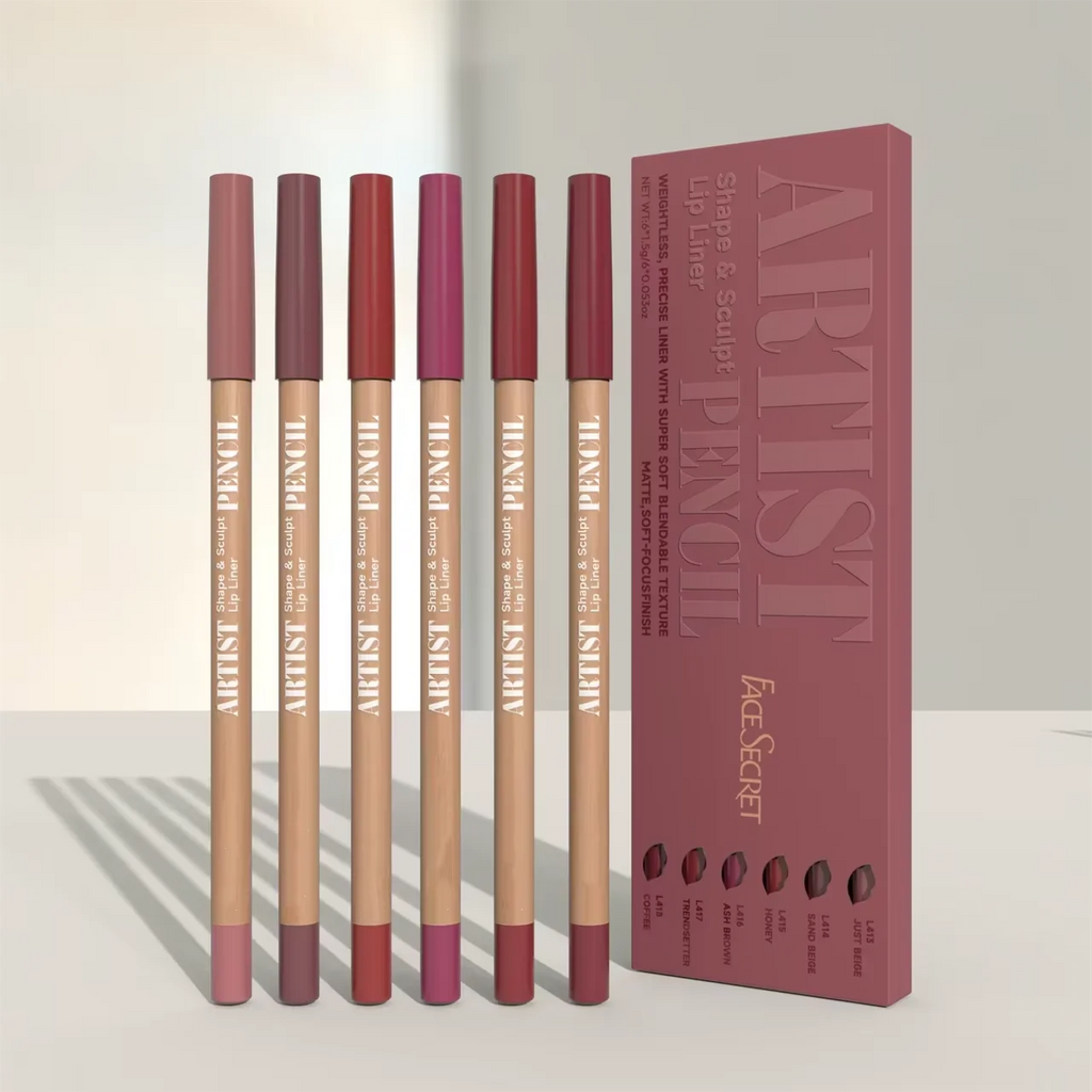 Face Secret Artist Shape Sculpt Lip Liner Pencil Set, Texture Matte Soft