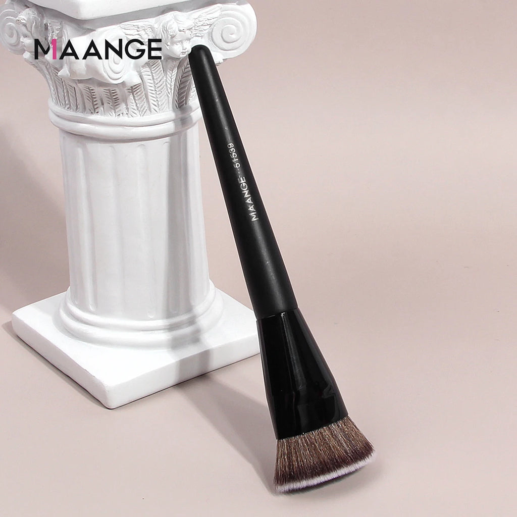 MAANGE Single Flat Round Tube Flat Head Foundation Brush With Box Powder Blush Makeup Brush Skin-friendly Makeup Tool
