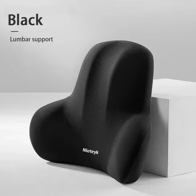 Memory Foam Headrest Lumbar Support Set Ergonomic Neck Pillow Back