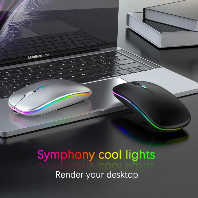 Ratón Inalámbrico Dual 2.4G + Bluetooth con LED y Recargable