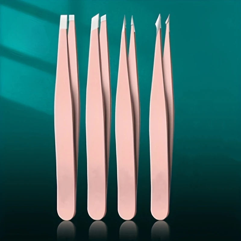 Ouriner Eyebrow Tweezers Set 4 Pcs Stainless Steel Eyebrow Forceps Professional Beauty