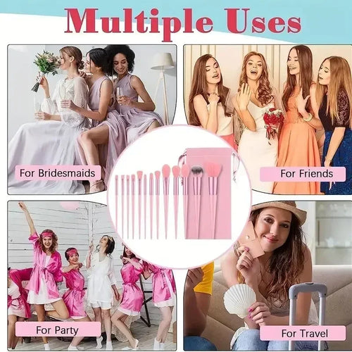13pcs Premium Synthetic Nylon Bristle Makeup Brush Set - Soft