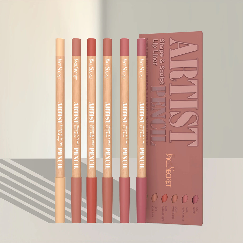 Face Secret Artist Shape Sculpt Lip Liner Pencil Set, Texture Matte Soft
