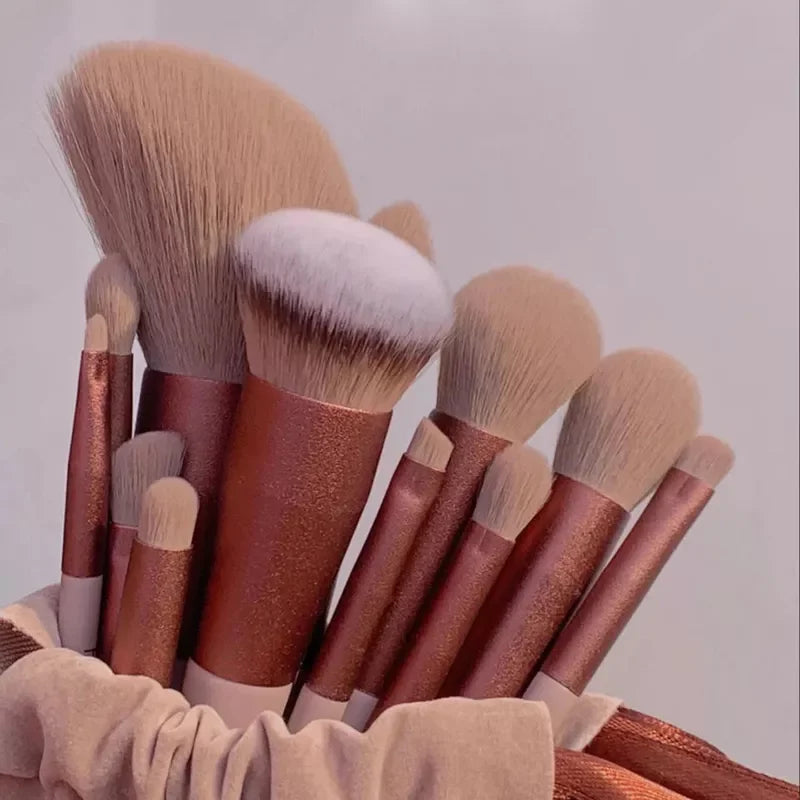 13 PCS Makeup Brushes Set Eye Shadow Foundation Women Cosmetic Brush  Soft Make Up Tools Bag