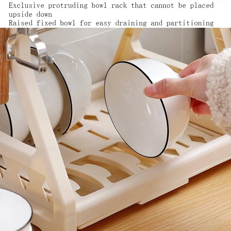 Kitchen Multifunctional Storage Rack, Bowl And Plate Organizer With Drainage Rack
