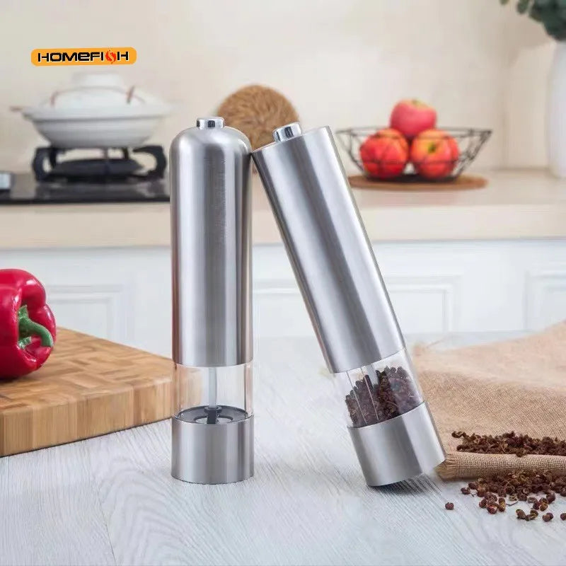 Electric Salt Pepper Grinder Set One Handed Operation Stainless