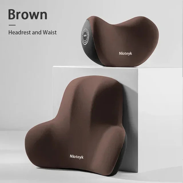 Memory Foam Headrest Lumbar Support Set Ergonomic Neck Pillow Back