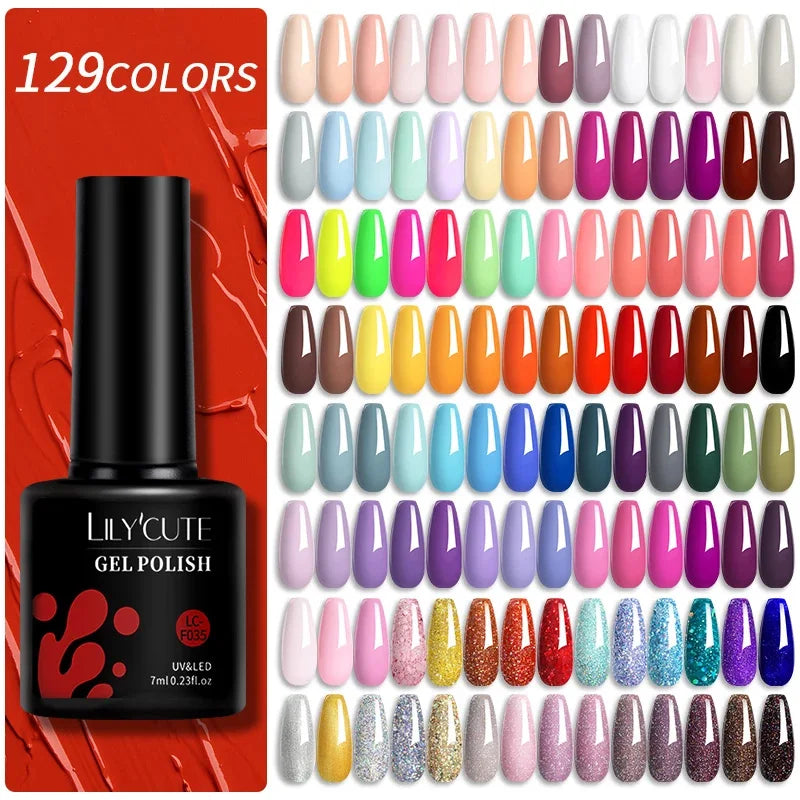 LILYCUTE 129 Colors 7ML Nail Gel Polish Nail Supplies Vernis Semi Permanence