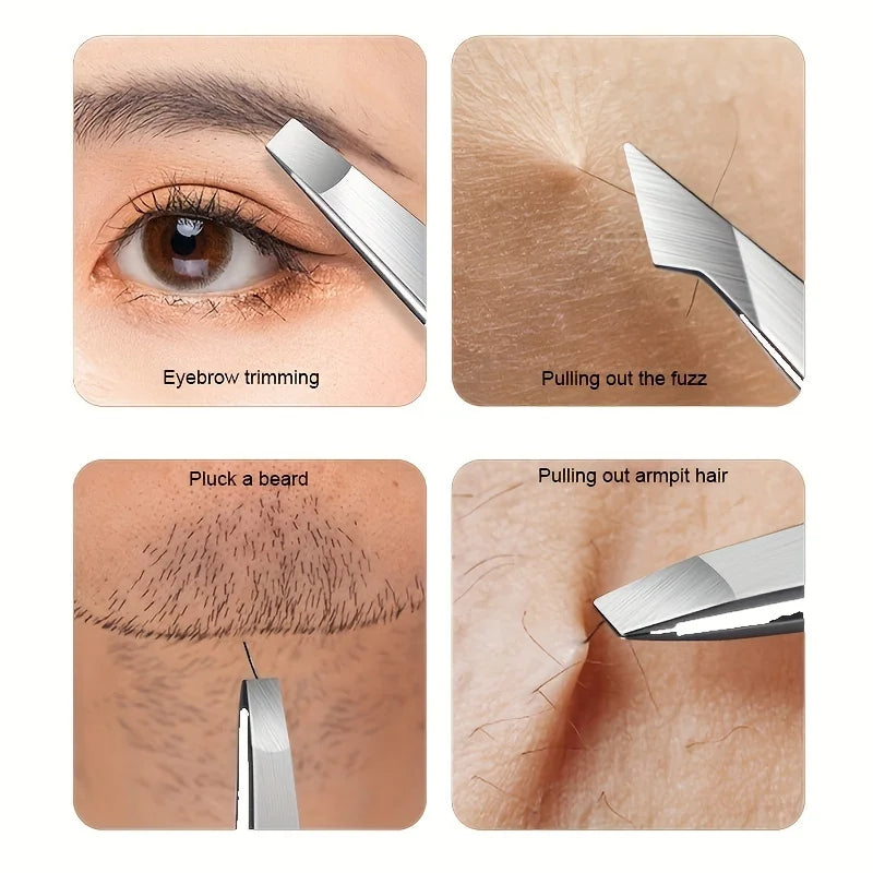 Ouriner Eyebrow Tweezers Set 4 Pcs Stainless Steel Eyebrow Forceps Professional Beauty