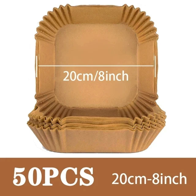 50Pcs Air Fryer Disposable Paper Non-Stick Airfryer Baking Papers Round Air-Fryer