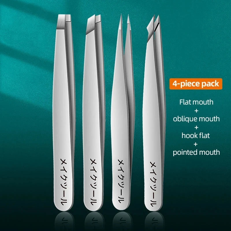 Ouriner Eyebrow Tweezers Set 4 Pcs Stainless Steel Eyebrow Forceps Professional Beauty