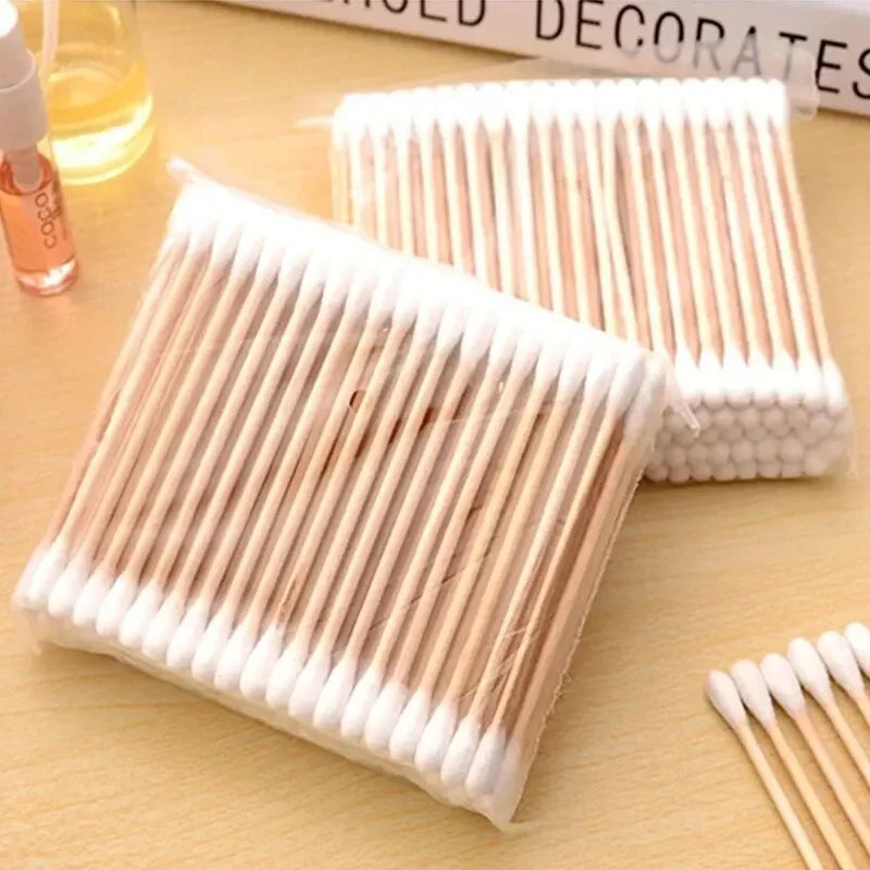 200/500 Double Round Headed Cotton Swabs Headed Cotton Swabs Bamboo Sticks