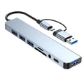 Hub USB + Type-C 8 en 2 con Audio 3.5mm y Lector Micro SD para Laptop y Tablet