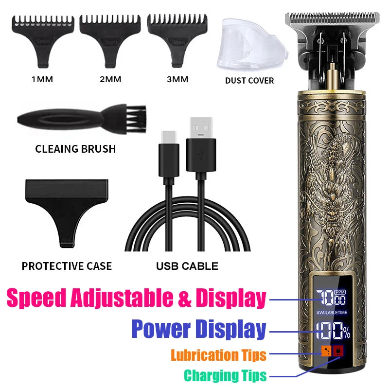 Vintage Hair Clipper USB Charging Hair Cutting Machine Electric Hair
