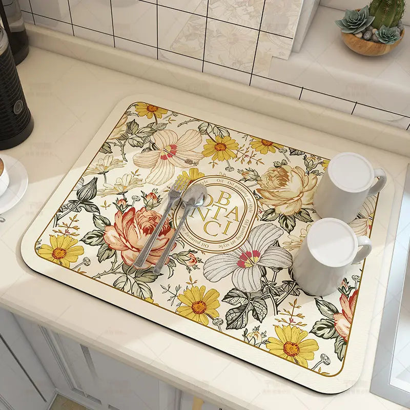 Super Absorbent Large Kitchen Absorbent Mat Antiskid Draining Coffee Dish Drying Mat