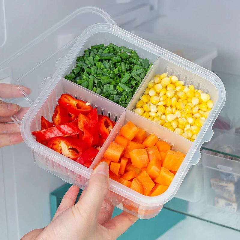 Refrigerator Storage Box 4/6 Grid Food Vegetable Fruit Storage Box
