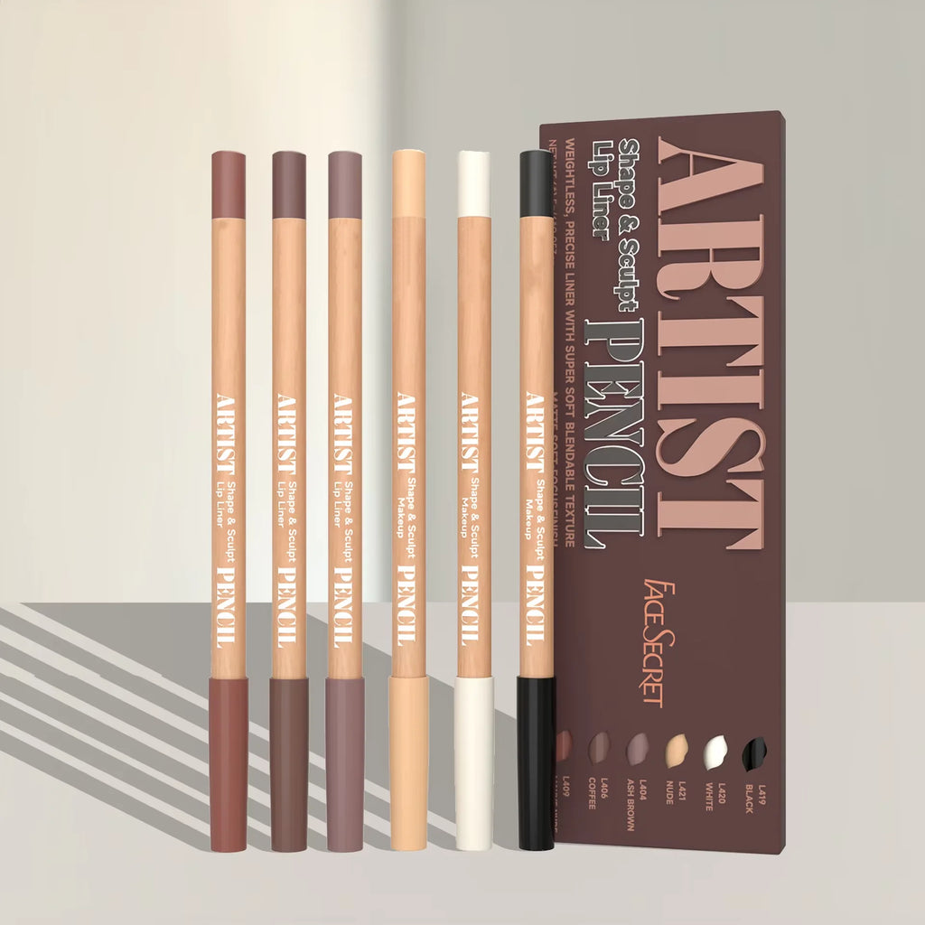 Face Secret Artist Shape Sculpt Lip Liner Pencil Set, Texture Matte Soft