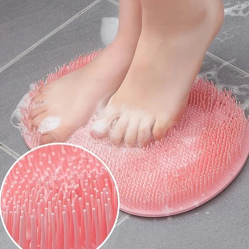 Exfoliating Foot Brush and Back Scrubber Anti-Slip Suction Cup - Tool for Body Dirt Removal
