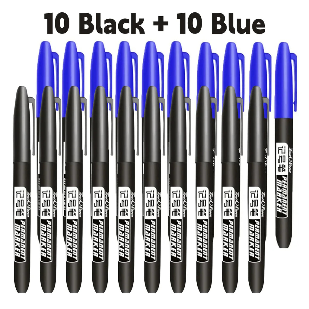 6 PCS Permanent Marker Pen Manga Drawing Markers Black Blue Red, Art School Supplies