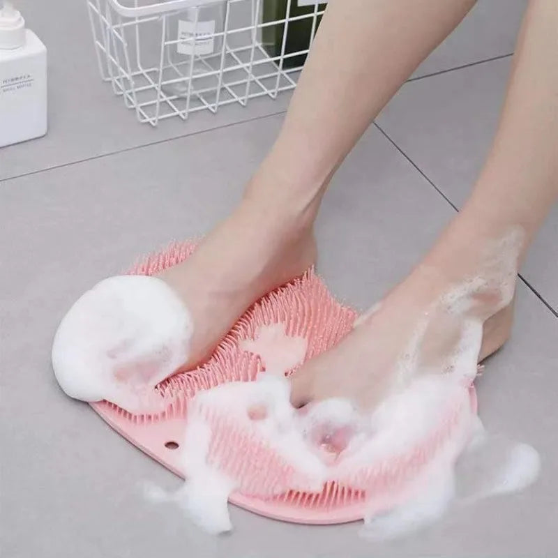 Exfoliating Foot Brush and Back Scrubber Anti-Slip Suction Cup - Tool for Body Dirt Removal