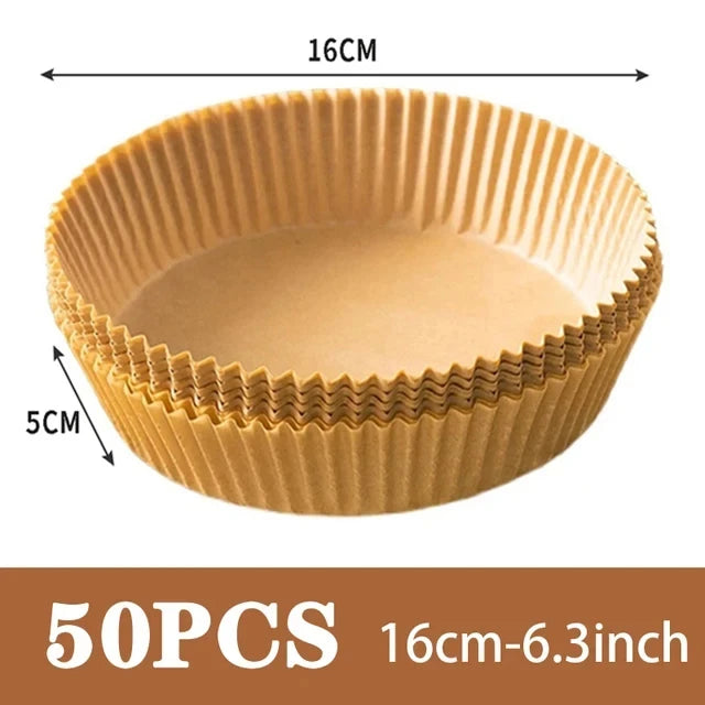 50Pcs Air Fryer Disposable Paper Non-Stick Airfryer Baking Papers Round Air-Fryer