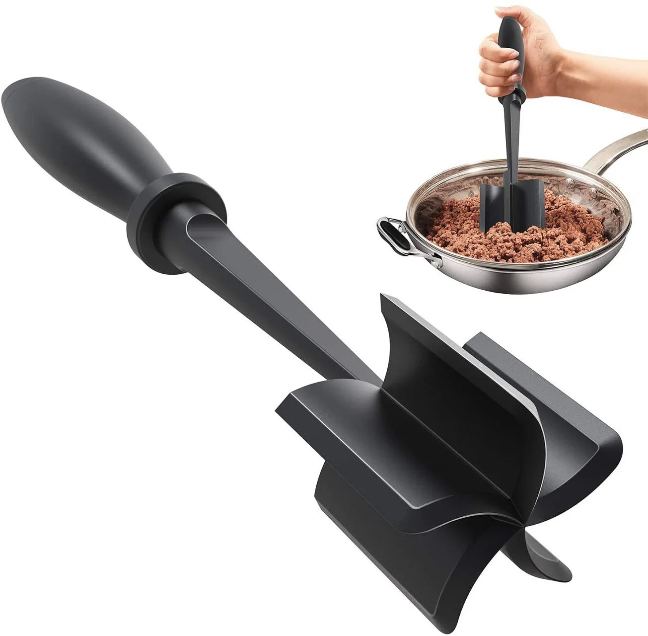 1pc Meat Chopper, Hamburger Chopper, Premium Heat Resistant Masher And Smasher For Hamburger Meat, Ground Beef, Ground Turkey