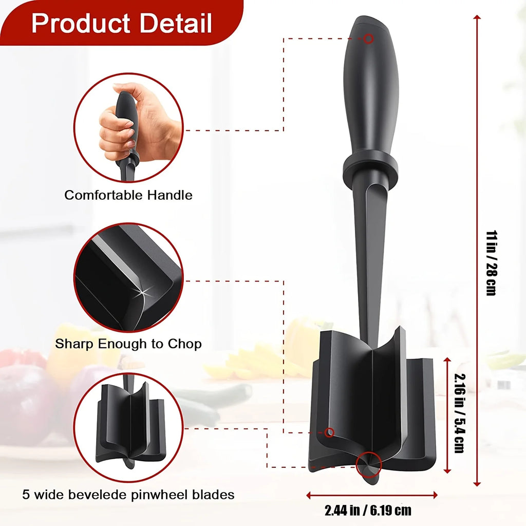 1pc Meat Chopper, Hamburger Chopper, Premium Heat Resistant Masher And Smasher For Hamburger Meat, Ground Beef, Ground Turkey