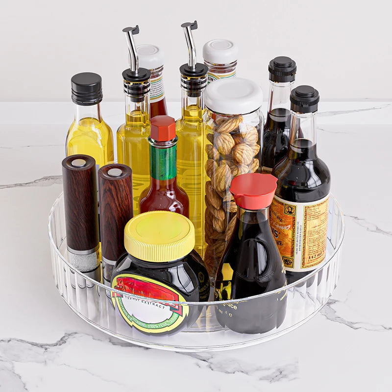 360° Rotating Tray Lazy Susan Fridge Organizer Turntable Storage Tray Clear Food Storage Organizer Spice r