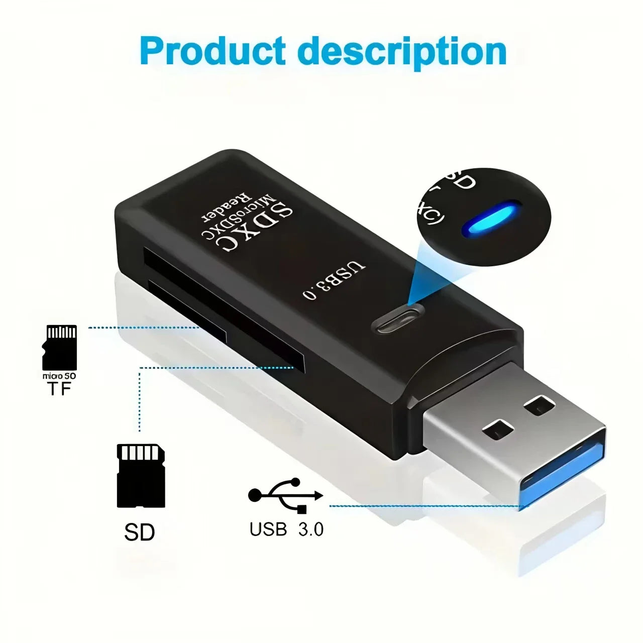 2 in 1 USB 3.0 Card Reader Micro TF sd card Reader usb adapter High Speed Cardrea