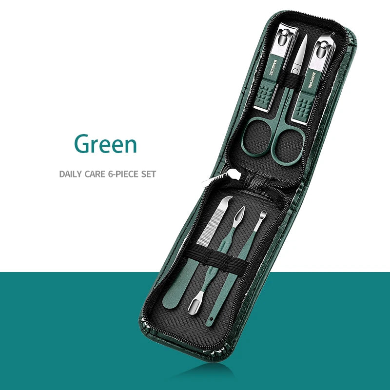 6-9 Pcs Manicure Set With Leather Case Professional Foot And Face Care
