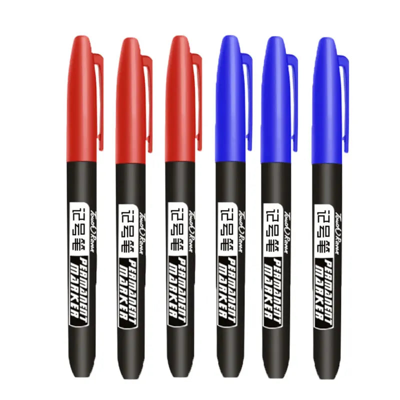 6 PCS Permanent Marker Pen Manga Drawing Markers Black Blue Red, Art School Supplies