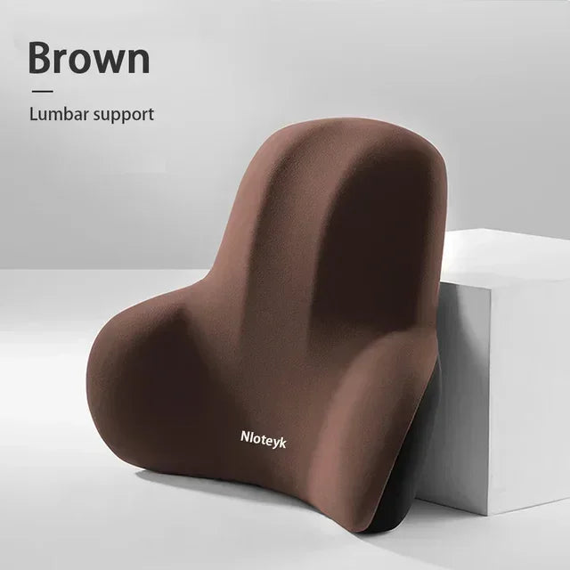 Memory Foam Headrest Lumbar Support Set Ergonomic Neck Pillow Back