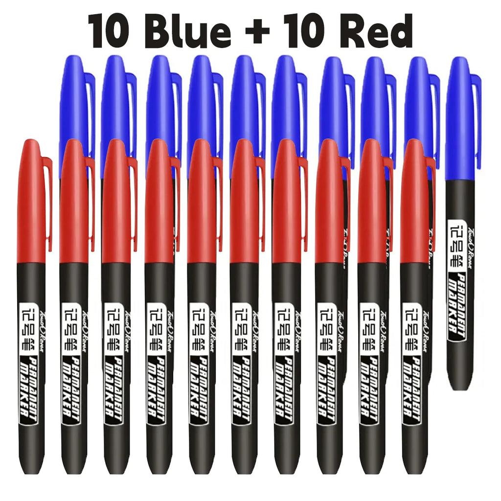6 PCS Permanent Marker Pen Manga Drawing Markers Black Blue Red, Art School Supplies