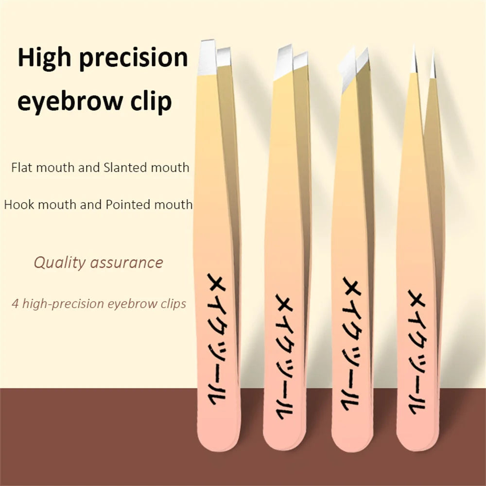 Ouriner Eyebrow Tweezers Set 4 Pcs Stainless Steel Eyebrow Forceps Professional Beauty