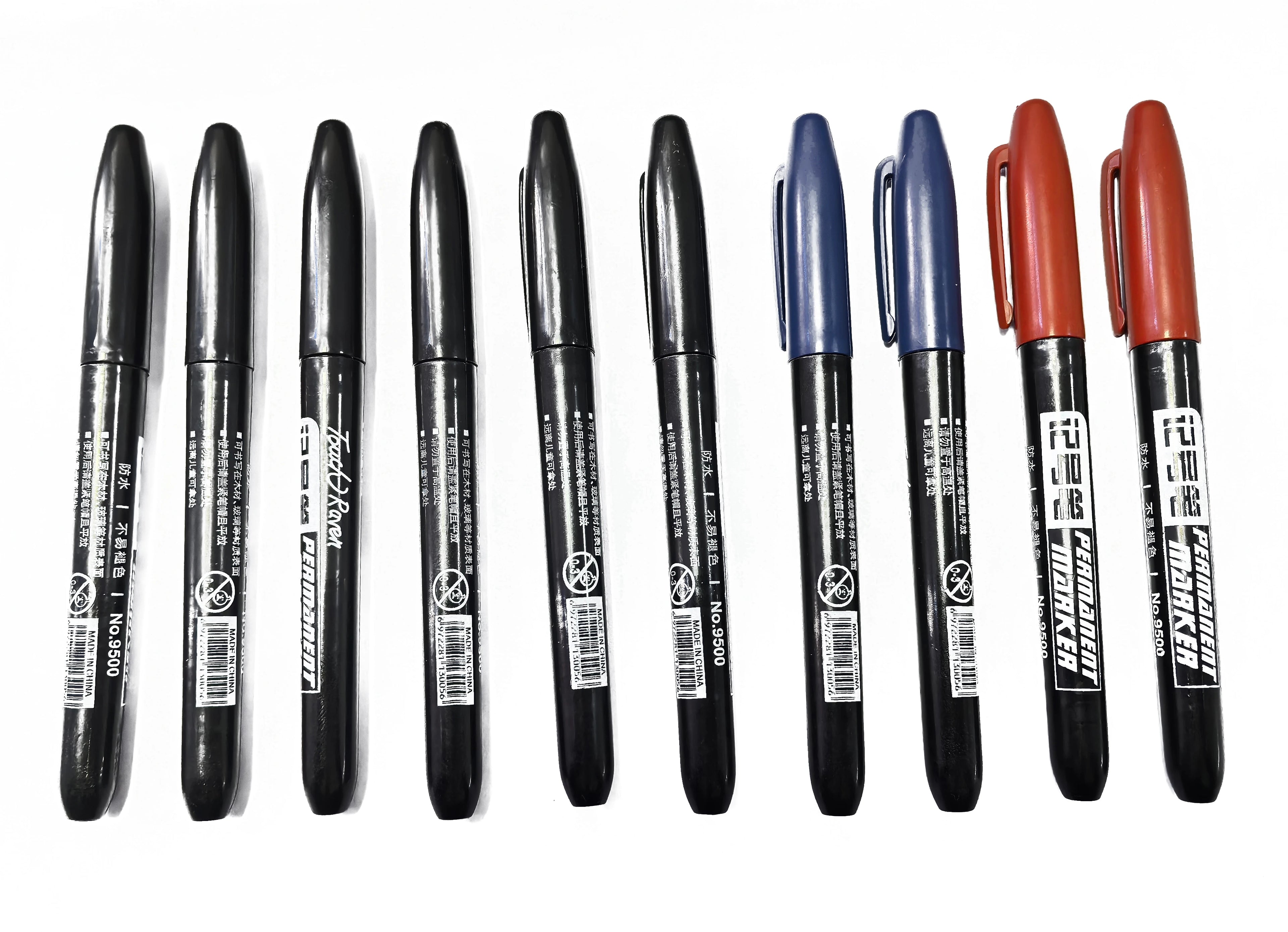 6 PCS Permanent Marker Pen Manga Drawing Markers Black Blue Red, Art School Supplies