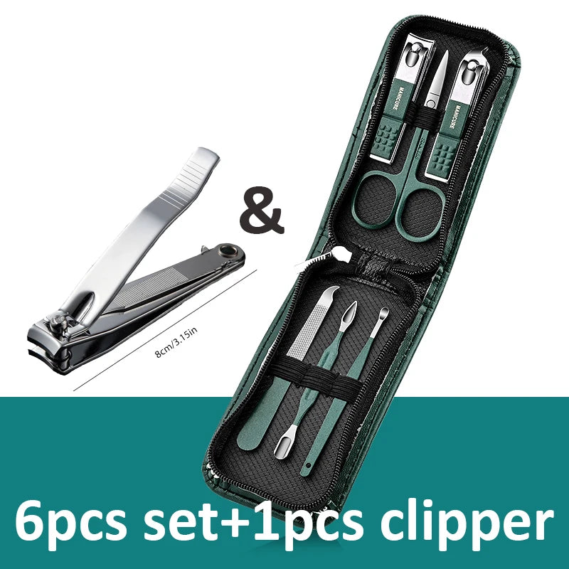 6-9 Pcs Manicure Set With Leather Case Professional Foot And Face Care