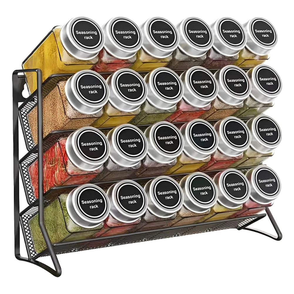 4 Tier  Container Holder Wall Mounted Spice Seasoning Organizer