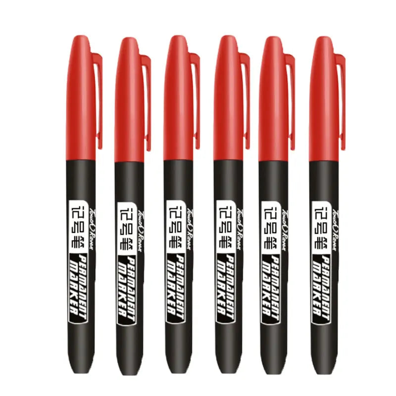 6 PCS Permanent Marker Pen Manga Drawing Markers Black Blue Red, Art School Supplies