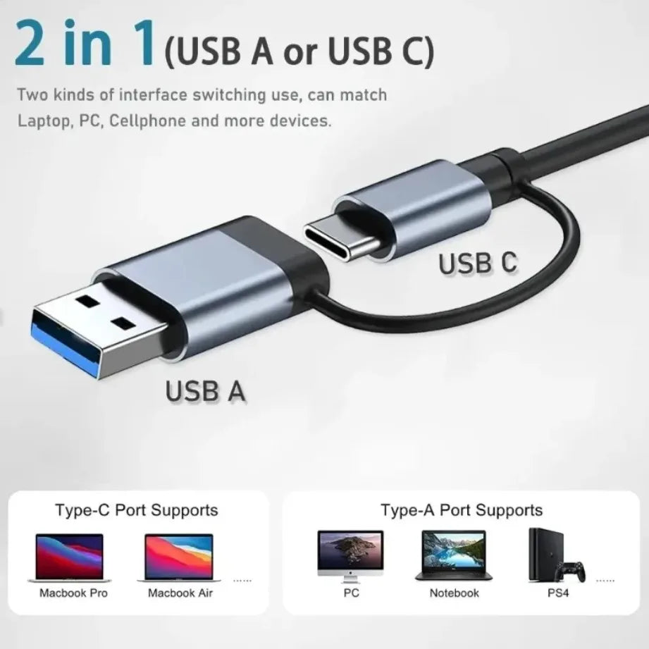 Hub USB-C 8 en 2 con Lector SD/TF y Audio 3.5mm para MacBook y Laptop